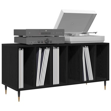 vidaXL Ντουλάπι δίσκων βινυλίου με ράφι Μαύρη Οξυά 100x38x48cm 1 τεμ.