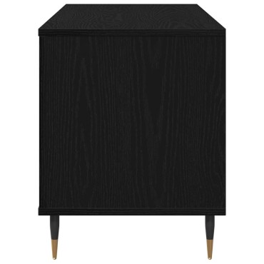 vidaXL Ντουλάπι δίσκων βινυλίου με ράφι Μαύρη Οξυά 100x38x48cm 1 τεμ.