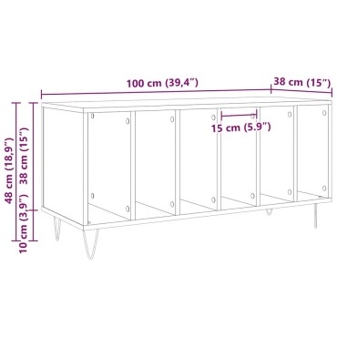 vidaXL Ντουλάπι δίσκων βινυλίου με ράφι artisan δρυς 100x38x48cm 1 τεμ.