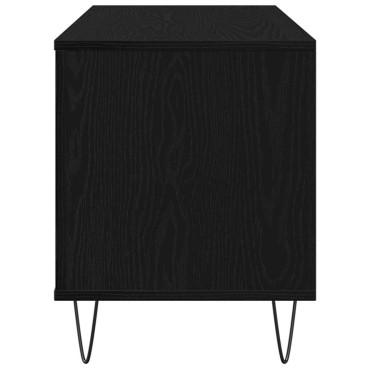 vidaXL Ντουλάπι δίσκων βινυλίου με ράφι Μαύρη Οξυά 100x38x48cm 1 τεμ.