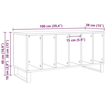 vidaXL Ντουλάπι δίσκων βινυλίου Μαύρη Οξυά 100x38x48cm 1 τεμ.