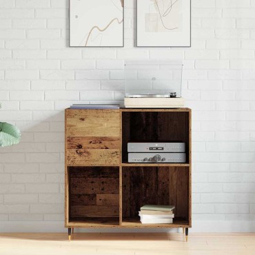 vidaXL Ντουλάπι δίσκων βινυλίου Παλαιό ξύλο 85x38x89cm 1 τεμ.