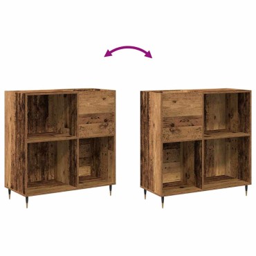 vidaXL Ντουλάπι δίσκων βινυλίου Παλαιό ξύλο 85x38x89cm 1 τεμ.