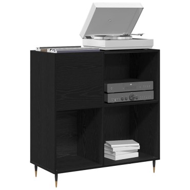 vidaXL Ντουλάπι δίσκων βινυλίου Μαύρη Οξυά 85x38x89cm 1 τεμ.