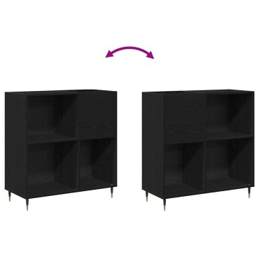 vidaXL Ντουλάπι δίσκων βινυλίου Μαύρη Οξυά 85x38x89cm 1 τεμ.