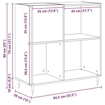 vidaXL Ντουλάπι δίσκων βινυλίου Μαύρη Οξυά 85x38x89cm 1 τεμ.