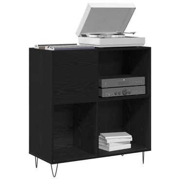 vidaXL Ντουλάπι δίσκων βινυλίου Μαύρη Οξυά 85x38x89cm 1 τεμ.