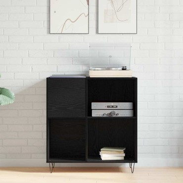 vidaXL Ντουλάπι δίσκων βινυλίου Μαύρη Οξυά 85x38x89cm 1 τεμ.