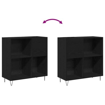 vidaXL Ντουλάπι δίσκων βινυλίου Μαύρη Οξυά 85x38x89cm 1 τεμ.