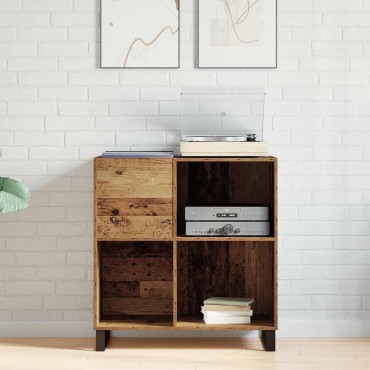 vidaXL Ντουλάπι δίσκων βινυλίου Παλαιό ξύλο 84,5x38x89 εκ 1 τεμ.
