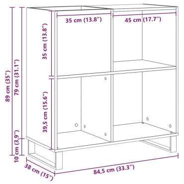 vidaXL Ντουλάπι δίσκων βινυλίου artisan δρυς 84,5x38x89 εκ 1 τεμ.