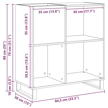 vidaXL Ντουλάπι δίσκων βινυλίου artisan δρυς 84,5x38x89 εκ 1 τεμ.