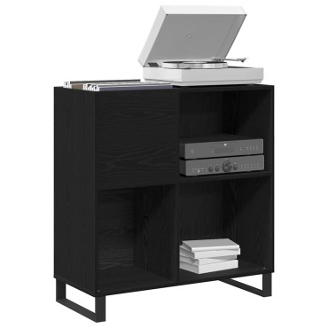 vidaXL Ντουλάπι δίσκων βινυλίου Μαύρη Οξυά 84,5x38x89 εκ 1 τεμ.