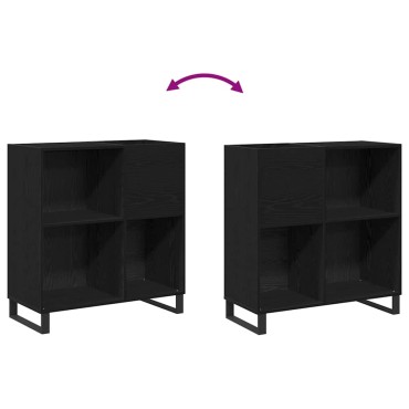 vidaXL Ντουλάπι δίσκων βινυλίου Μαύρη Οξυά 84,5x38x89 εκ 1 τεμ.