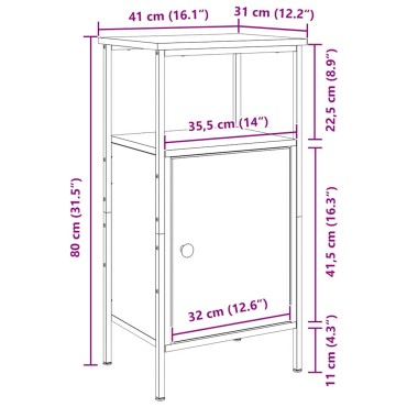 vidaXL Κομοδίνο Μαύρη Οξυά 41x31x80cm Επεξεργασμένο Ξύλο 1 τεμ.