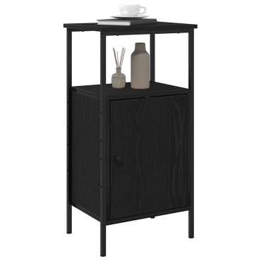 vidaXL Κομοδίνο Μαύρη Οξυά 41x31x80cm Επεξεργασμένο Ξύλο 1 τεμ.