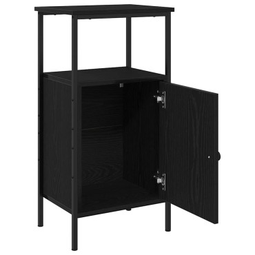 vidaXL Κομοδίνο 2 τεμ. Μαύρη Οξυά 41x31x80cm Επεξεργασμένο Ξύλο