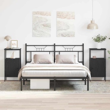 vidaXL Κομοδίνο 2 τεμ. Μαύρη Οξυά 41x31x80cm Επεξεργασμένο Ξύλο