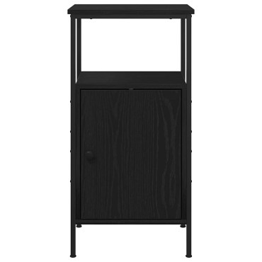 vidaXL Κομοδίνο 2 τεμ. Μαύρη Οξυά 41x31x80cm Επεξεργασμένο Ξύλο