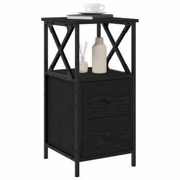 vidaXL Κομοδίνο Μαύρη Οξυά 34x35,5x70cm Επεξεργασμένο Ξύλο 1 τεμ.