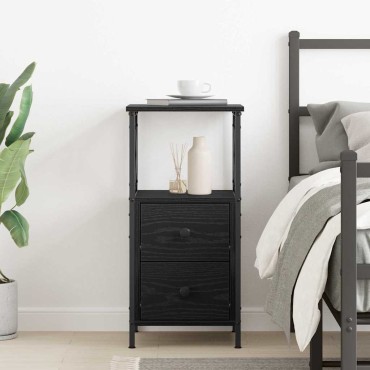 vidaXL Κομοδίνο Μαύρη Οξυά 34x35,5x70cm Επεξεργασμένο Ξύλο 1 τεμ.
