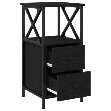 vidaXL Κομοδίνο Μαύρη Οξυά 34x35,5x70cm Επεξεργασμένο Ξύλο 1 τεμ.
