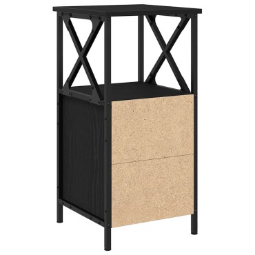 vidaXL Κομοδίνο Μαύρη Οξυά 34x35,5x70cm Επεξεργασμένο Ξύλο 1 τεμ.