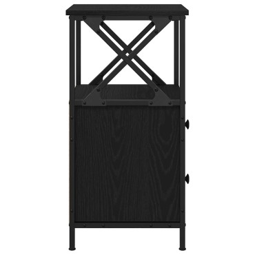 vidaXL Κομοδίνο Μαύρη Οξυά 34x35,5x70cm Επεξεργασμένο Ξύλο 1 τεμ.
