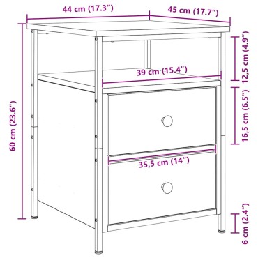 vidaXL Κομοδίνο Μαύρη Οξυά 34x35,5x50cm Επεξεργασμένο Ξύλο 1 τεμ.