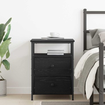 vidaXL Κομοδίνο Μαύρη Οξυά 34x35,5x50cm Επεξεργασμένο Ξύλο 1 τεμ.