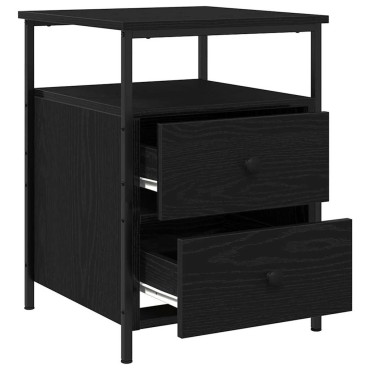 vidaXL Κομοδίνο Μαύρη Οξυά 34x35,5x50cm Επεξεργασμένο Ξύλο 1 τεμ.