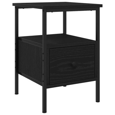 vidaXL Κομοδίνο Μαύρη Οξυά 34x36x50cm Επεξεργασμένο Ξύλο 1 τεμ.