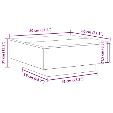 vidaXL Τραπεζάκι σαλονιού Μαύρη Οξυά 80x80x31cm 1 τεμ.
