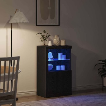 vidaXL Πλευρικό Τραπέζι LED 60,5x37x100cm Επεξεργασμένο Ξύλο