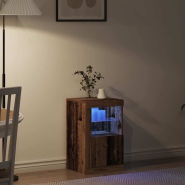 vidaXL Πλευρικό Τραπέζι LED 41x37x67cm Επεξεργασμένο Ξύλο