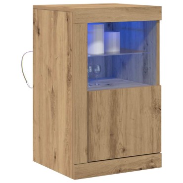 vidaXL Πλευρικό Τραπέζι LED 41x37x67cm Επεξεργασμένο Ξύλο