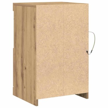 vidaXL Πλευρικό Τραπέζι LED 41x37x67cm Επεξεργασμένο Ξύλο