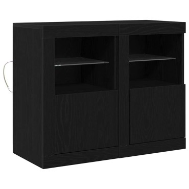 vidaXL Πλευρικό Τραπέζι LED 2 τεμ. 41x37x67cm Επεξεργασμένο Ξύλο