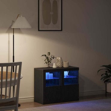 vidaXL Πλευρικό Τραπέζι LED 2 τεμ. 41x37x67cm Επεξεργασμένο Ξύλο