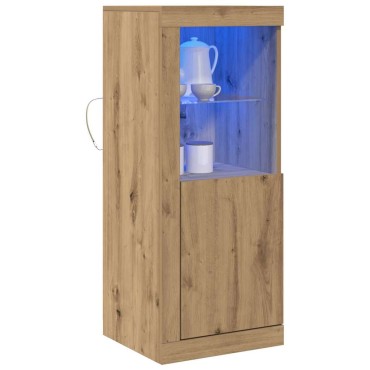 vidaXL Πλευρικό Τραπέζι LED Καφέ 41x37x100cm Επεξεργασμένο Ξύλο 1 τεμ.
