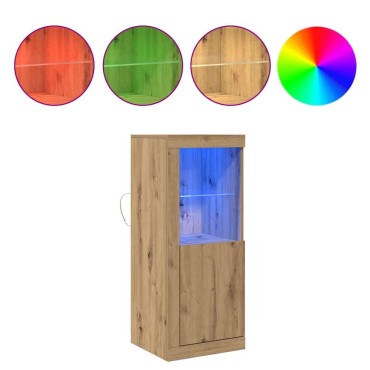 vidaXL Πλευρικό Τραπέζι LED Καφέ 41x37x100cm Επεξεργασμένο Ξύλο 1 τεμ.