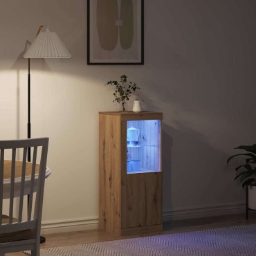vidaXL Πλευρικό Τραπέζι LED Καφέ 41x37x100cm Επεξεργασμένο Ξύλο 1 τεμ.