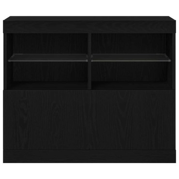 vidaXL Πλευρικό Τραπέζι LED Μαύρο 81x37x66,5cm 1 τεμ.