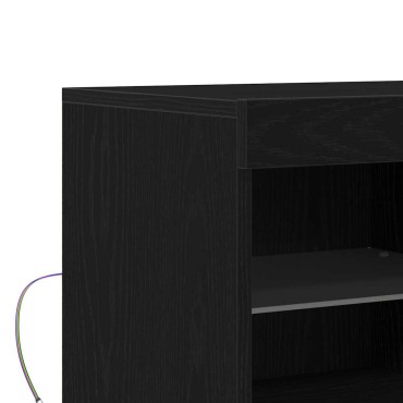 vidaXL Πλευρικό Τραπέζι LED Μαύρο 81x37x66,5cm 1 τεμ.