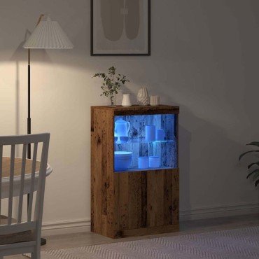 vidaXL Πλευρικό Τραπέζι LED Καφέ 60x37x100cm Επεξεργασμένο Ξύλο 1 τεμ.