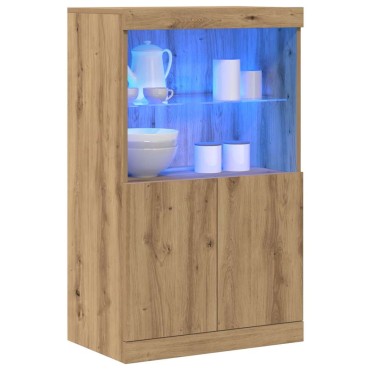 vidaXL Πλευρικό Τραπέζι LED Καφέ 60x37x100cm Επεξεργασμένο Ξύλο 1 τεμ.