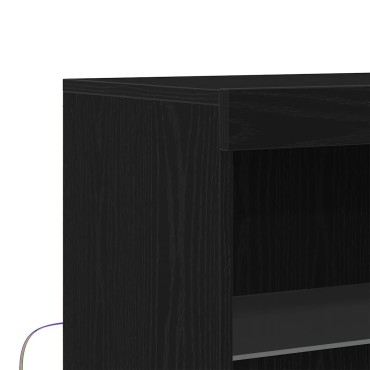 vidaXL Πλευρικό Τραπέζι LED Μαύρο 60x37x100cm Επεξεργασμένο Ξύλο 1 τεμ.