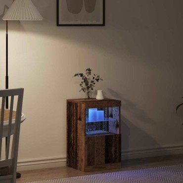 vidaXL Πλευρικό Τραπέζι LED Παλιό ξύλο 41x37x67 εκ 1 τεμ.