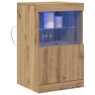 vidaXL Πλευρικό Τραπέζι LED Artisan Oak 41x37x67 εκ 1 τεμ.