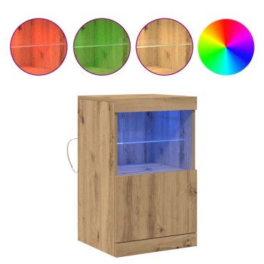 vidaXL Πλευρικό Τραπέζι LED Artisan Oak 41x37x67 εκ 1 τεμ.